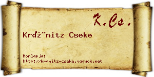 Kránitz Cseke névjegykártya